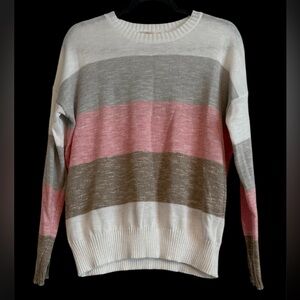 ANDREE BY UNIT Women's Striped Sweater - Pink, Gray, White